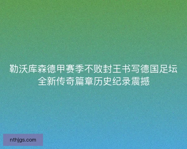 勒沃库森德甲赛季不败封王书写德国足坛全新传奇篇章历史纪录震撼
