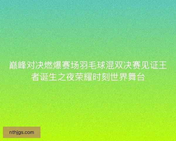 巅峰对决燃爆赛场羽毛球混双决赛见证王者诞生之夜荣耀时刻世界舞台